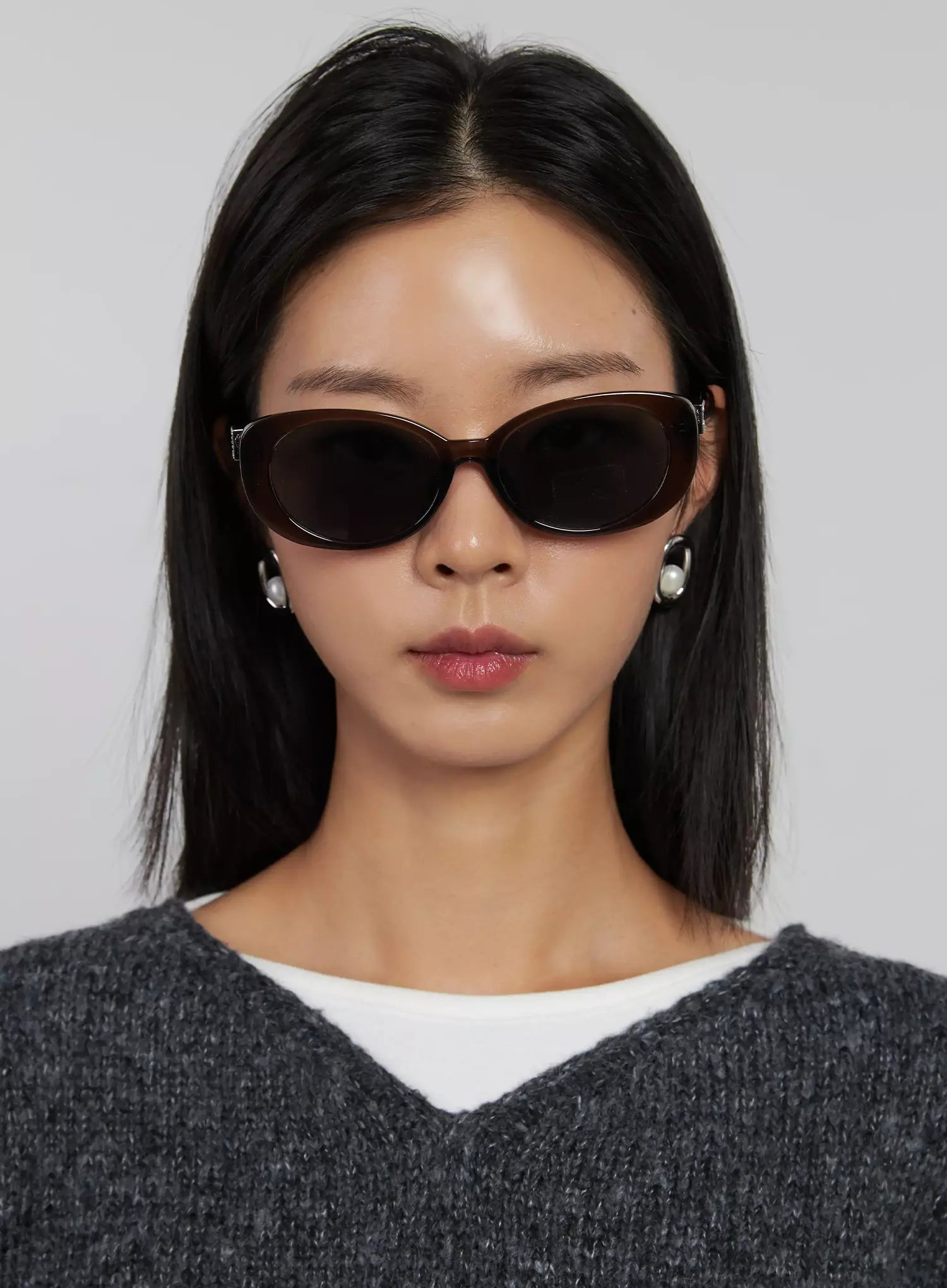 Jewel Slim Oval Fashion Sunglasses IJ508