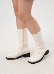 Faux Leather Boots with Side Zipper OS302