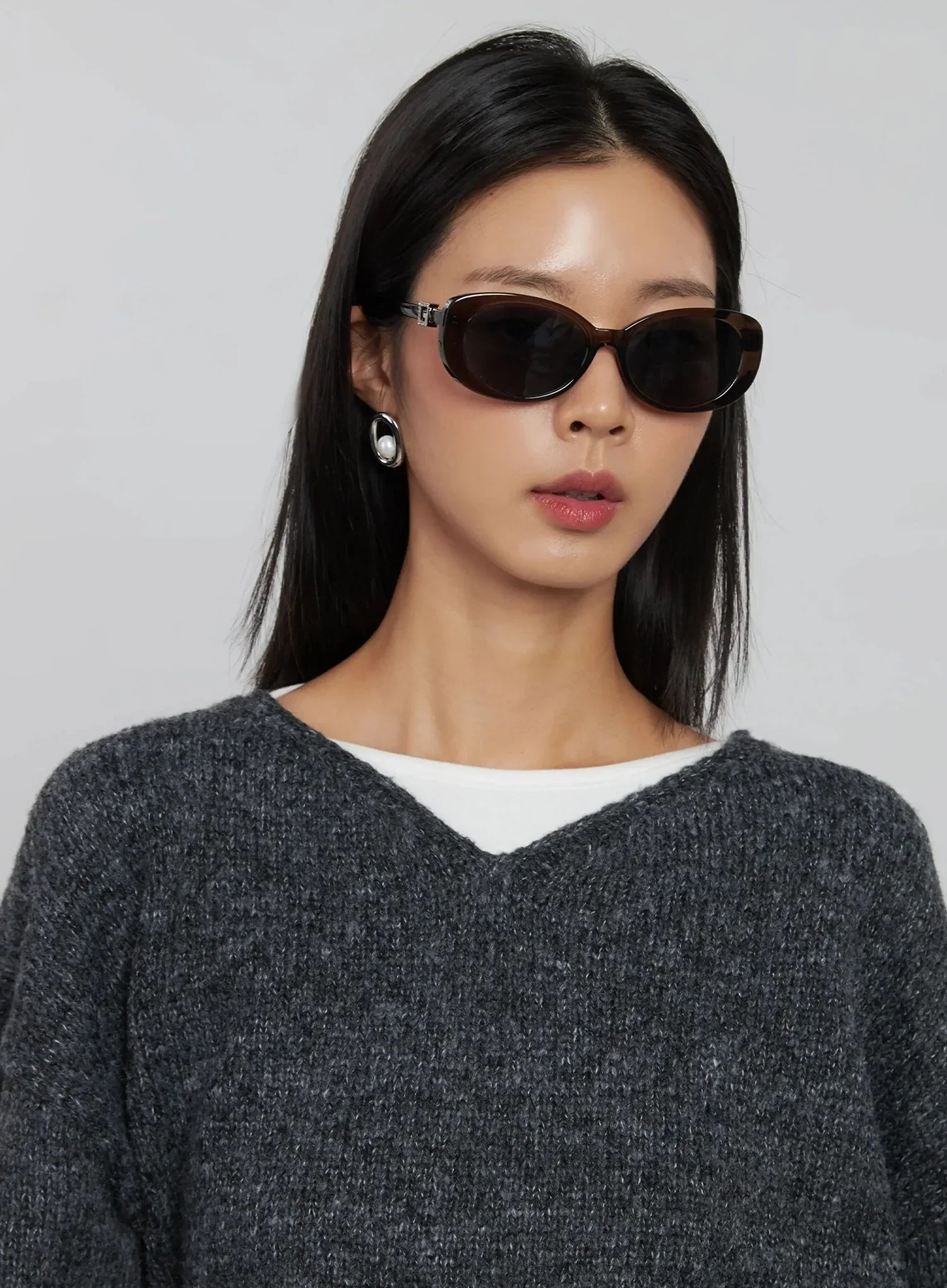 Jewel Slim Oval Fashion Sunglasses IJ508