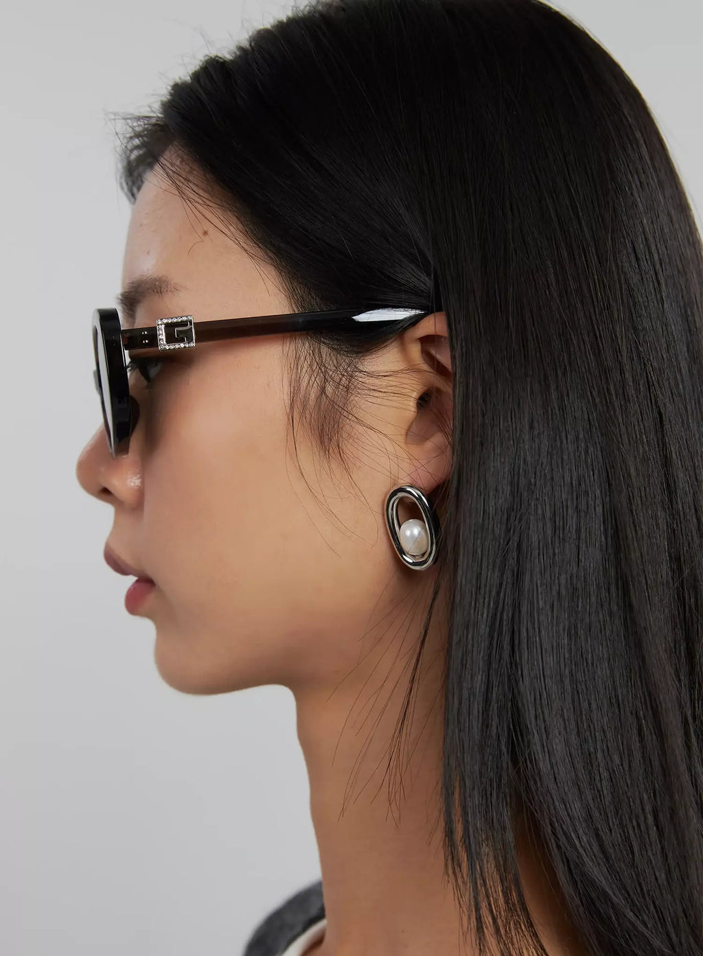 Jewel Slim Oval Fashion Sunglasses IJ508