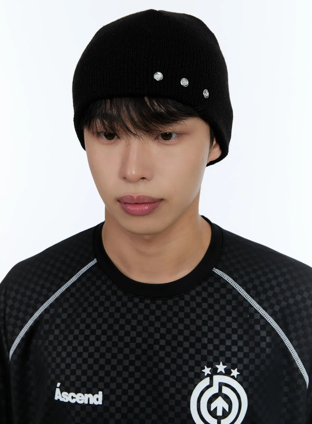 Men's Knit Beanie with Studs IL515