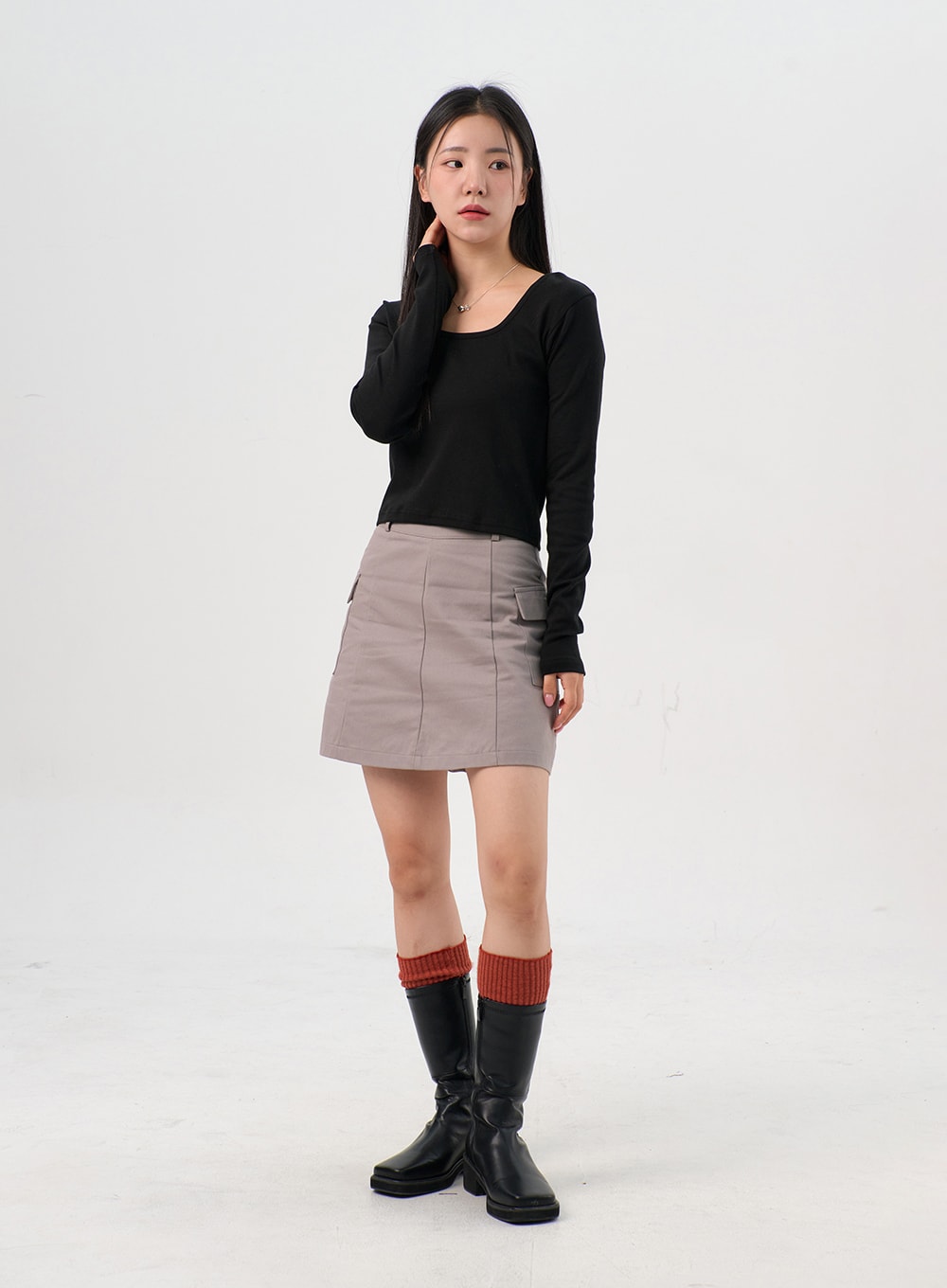 Faux Leather Boots with Side Zipper OS302