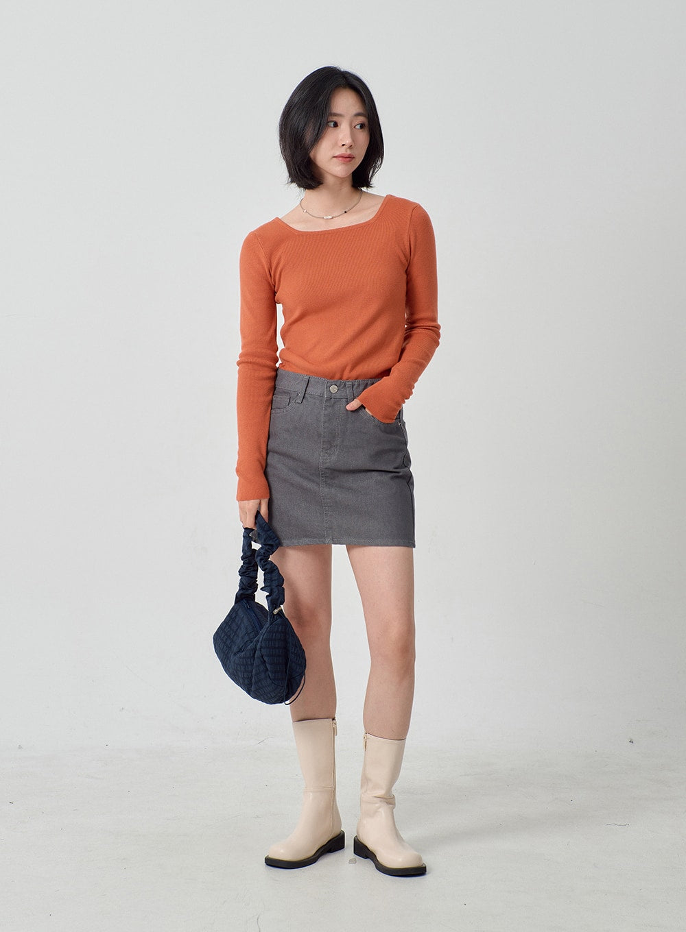 Mid-Calf Side Zipper Boots OJ300