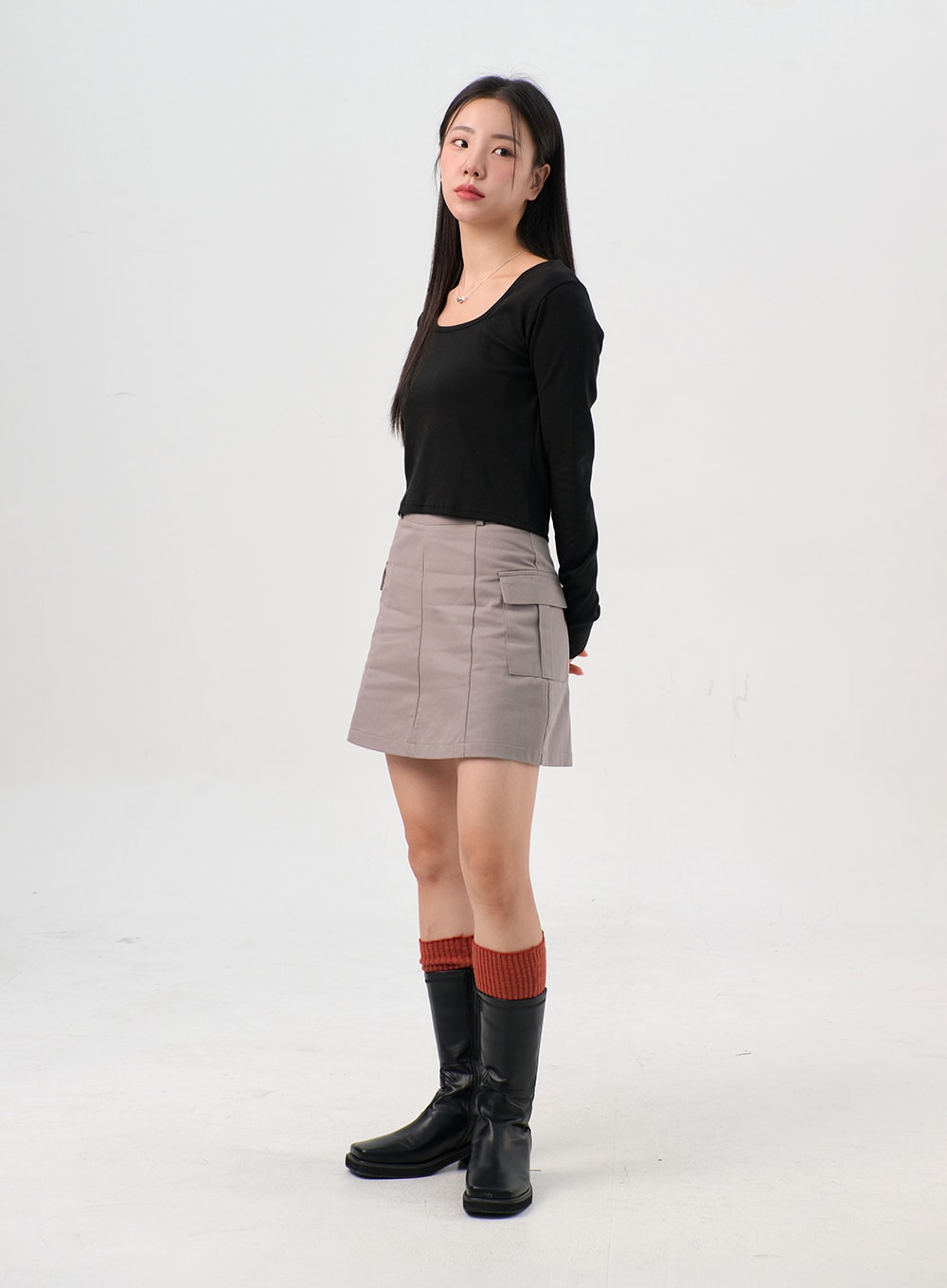 Faux Leather Boots with Side Zipper OS302