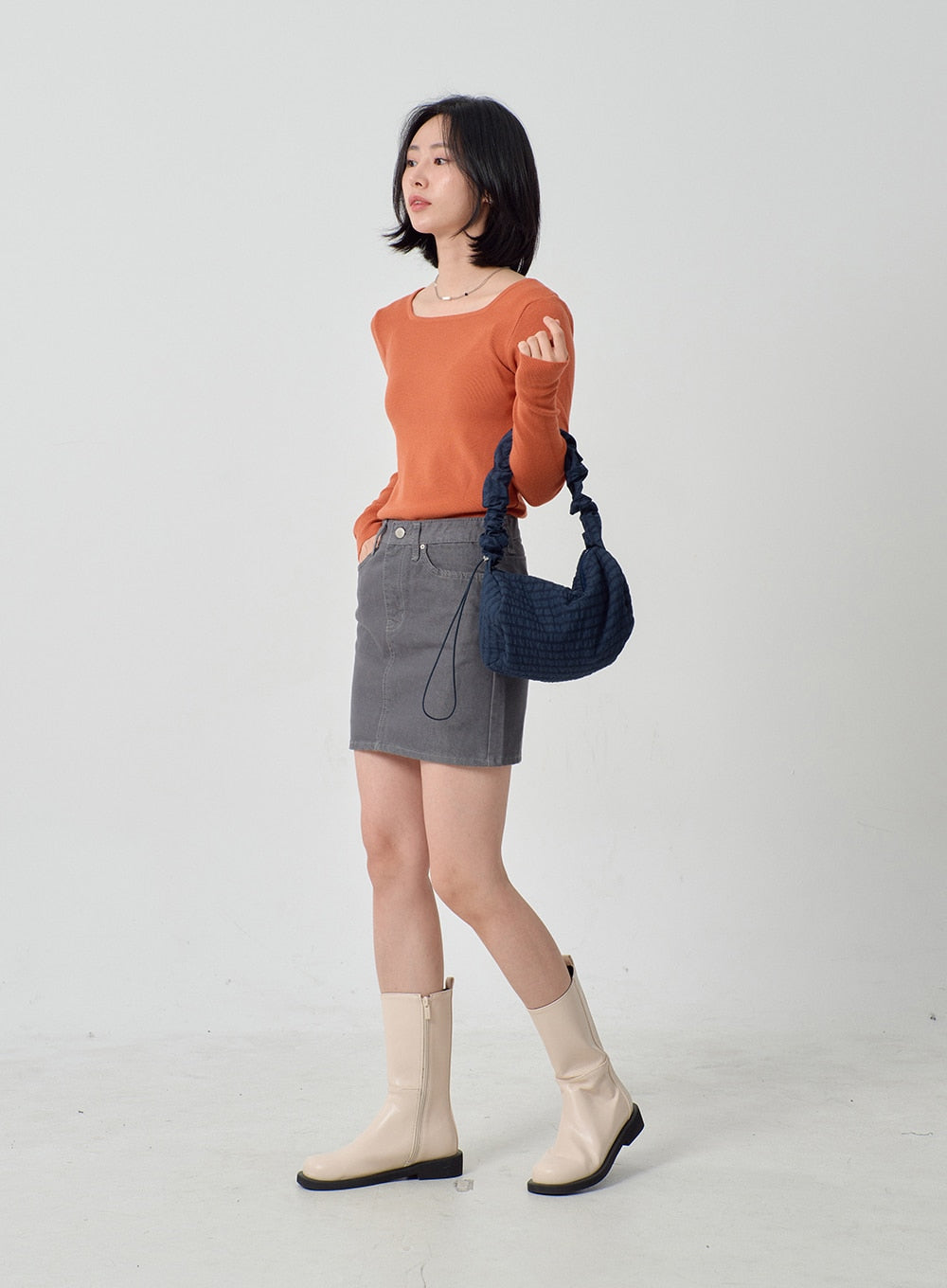 Mid-Calf Side Zipper Boots OJ300