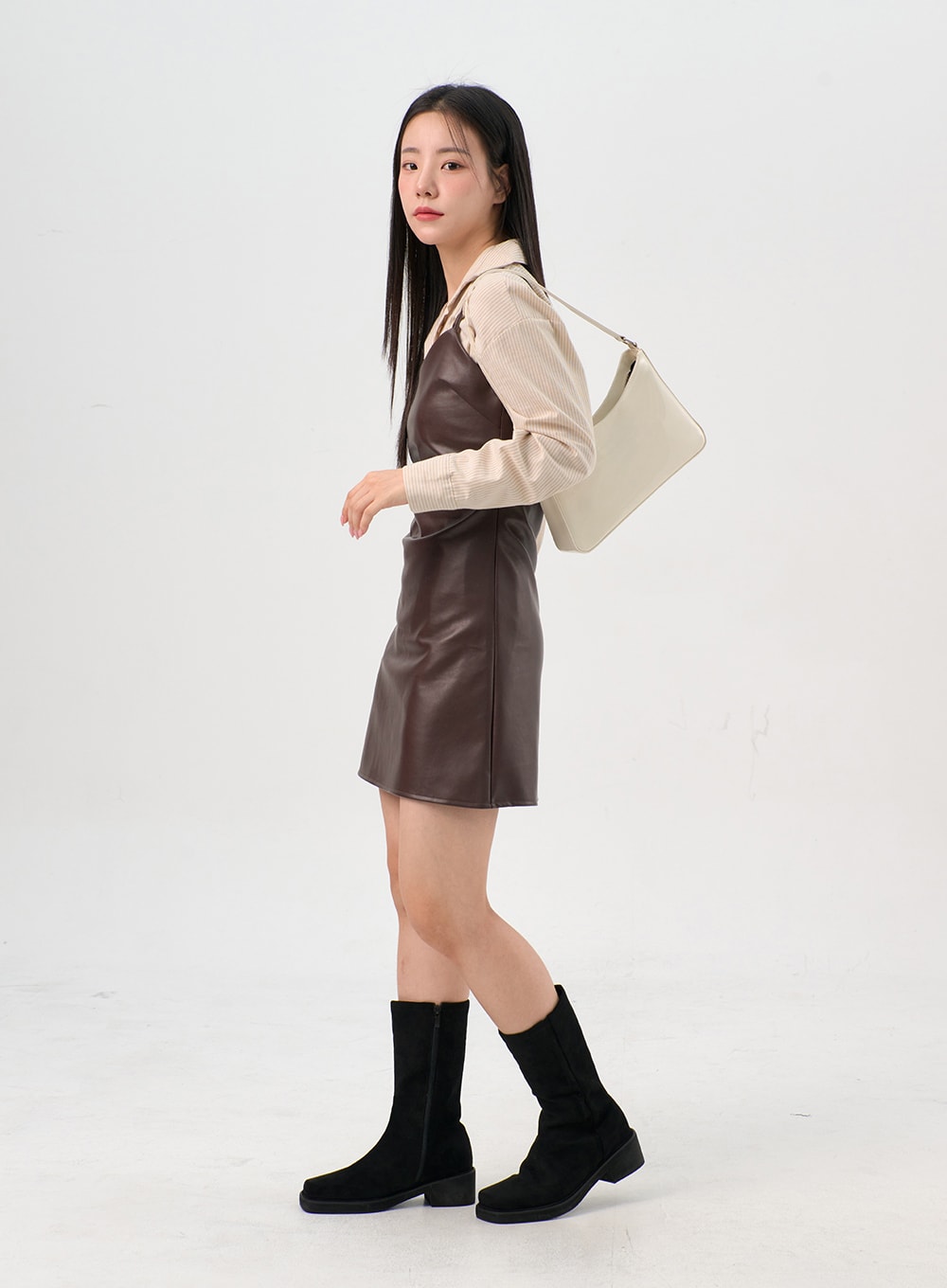 Faux Leather Boots with Side Zipper OS302