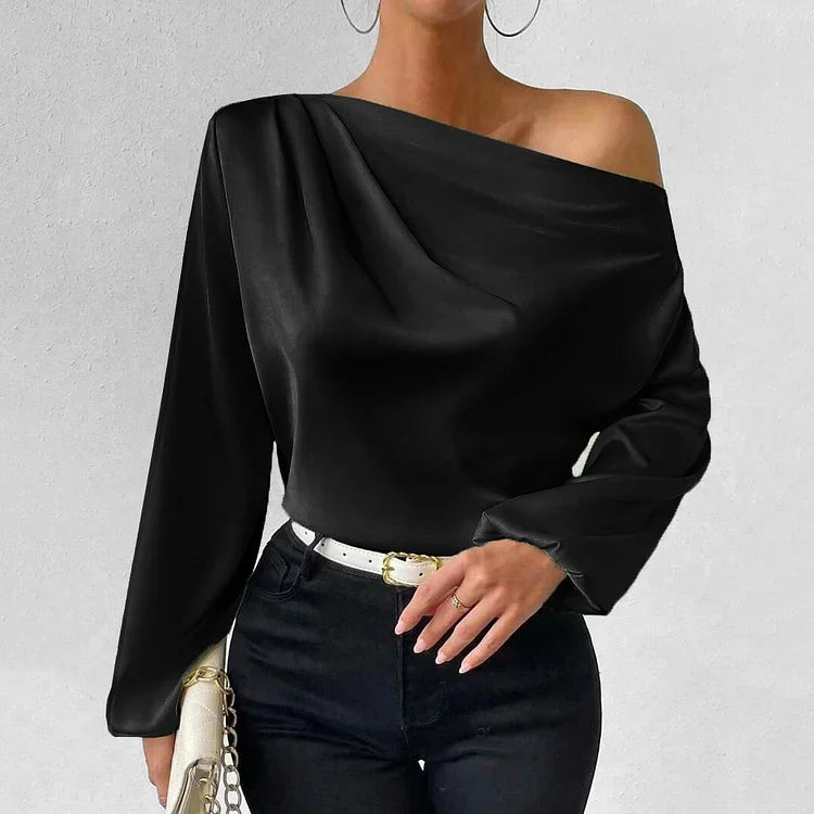 Fara | Elegant Asymmetrical Satin Blouse