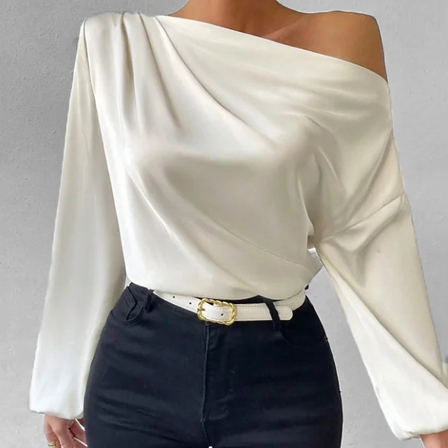 Fara | Elegant Asymmetrical Satin Blouse