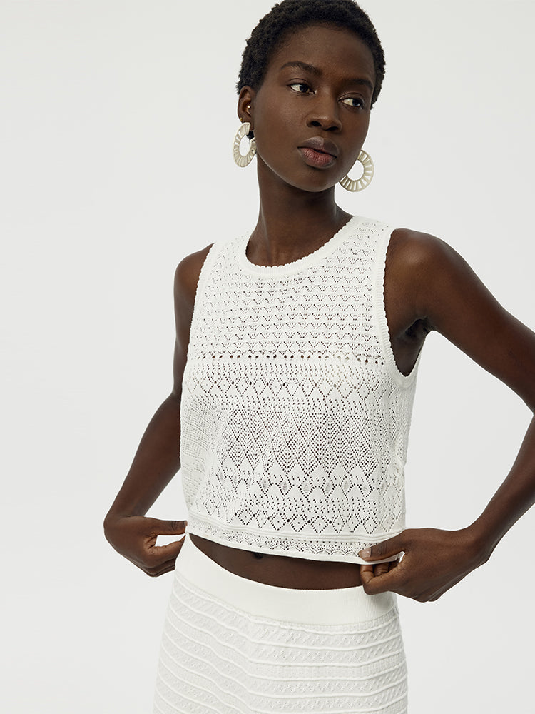 Cotton Top with Openings and Pants - Two-Piece Set