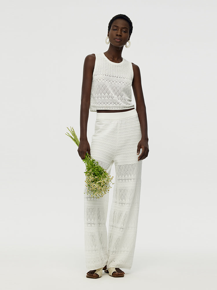 Cotton Top with Openings and Pants - Two-Piece Set