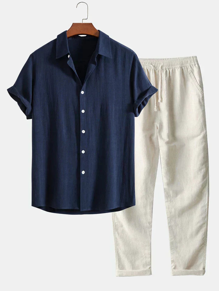 Booker – Linen Blend Shirt with Straight Pants