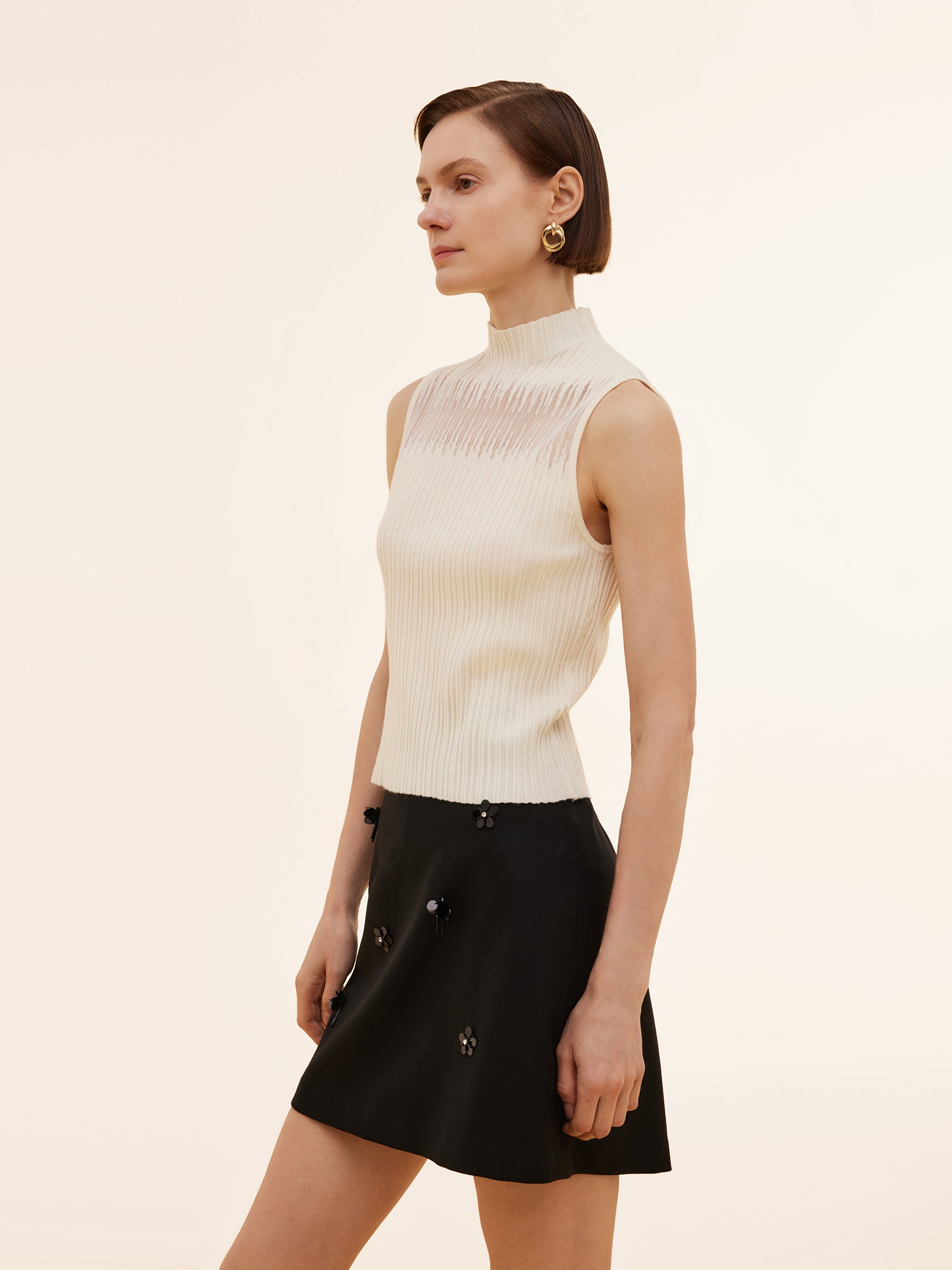 Women's Knit Top with Mock Neck in Tencel Blend