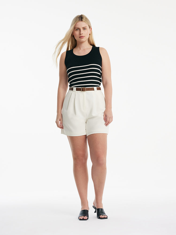 Tank top made of fabric with acetate and cotton stripes