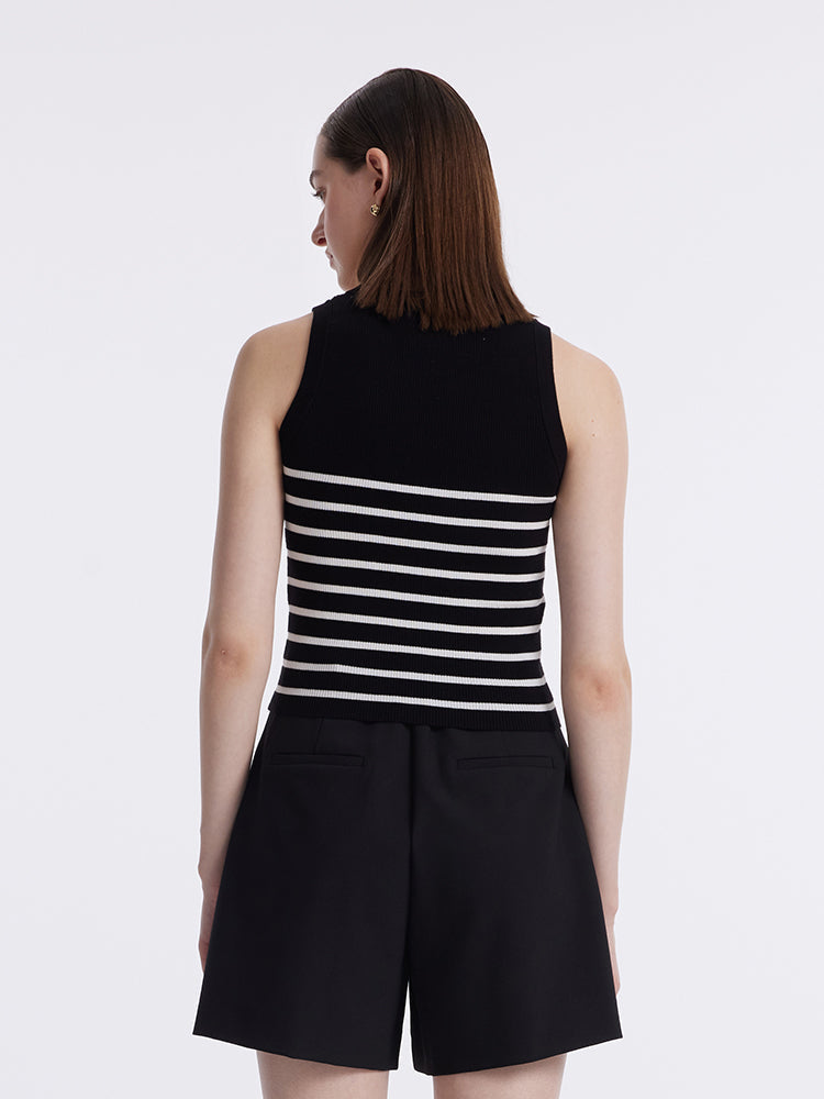 Tank top made of fabric with acetate and cotton stripes
