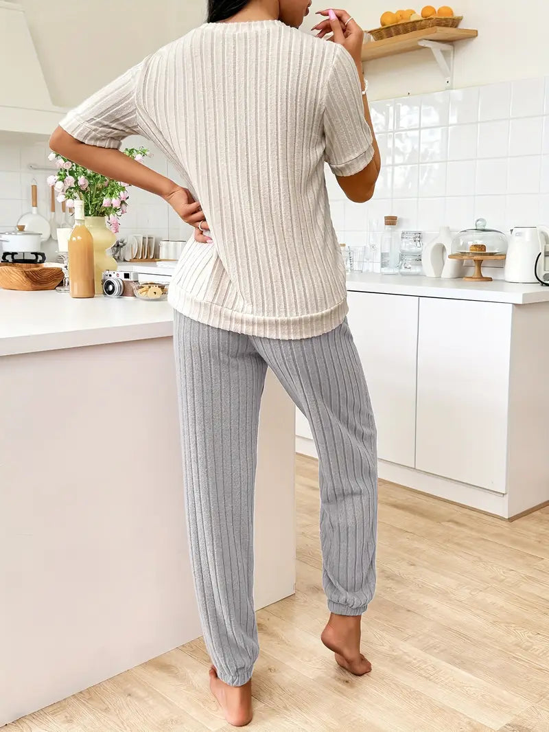Amore Pajama Set in Ribbed Velour