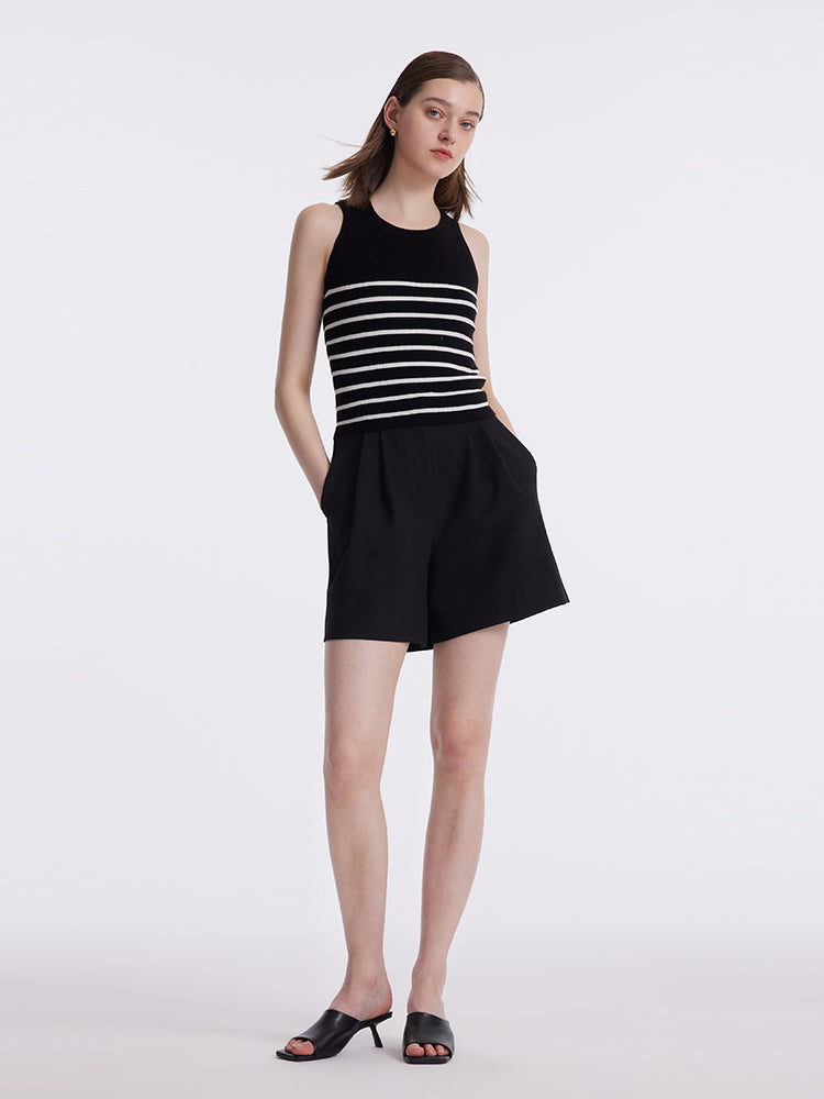 Tank top made of fabric with acetate and cotton stripes