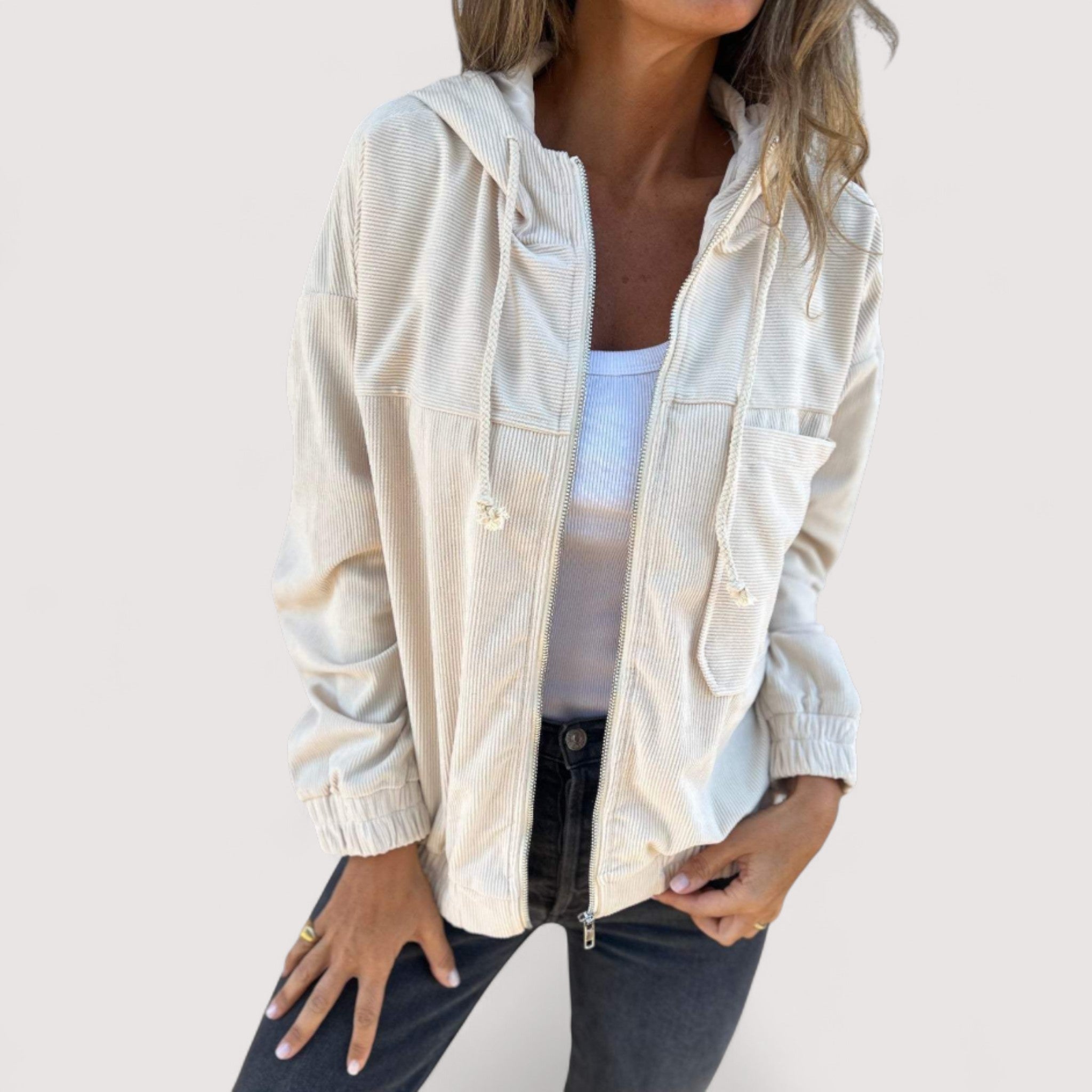 Marta Women's Corduroy Hooded Jacket – Casual, Warm & Comfortable