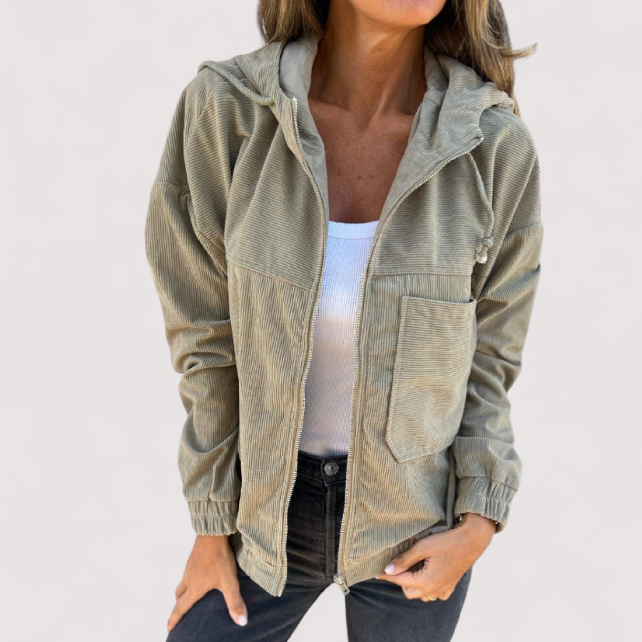 Marta Women's Corduroy Hooded Jacket – Casual, Warm & Comfortable