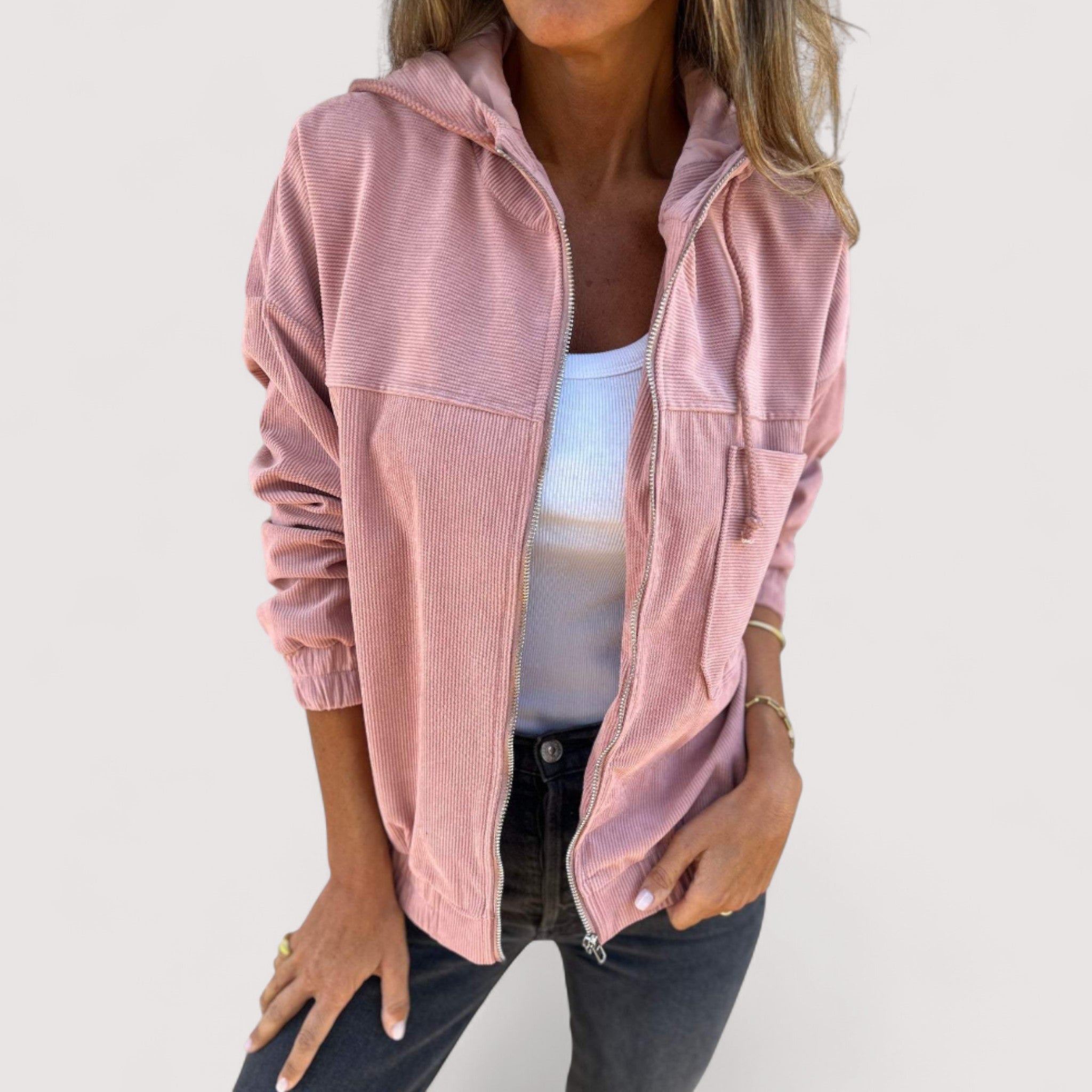 Marta Women's Corduroy Hooded Jacket – Casual, Warm & Comfortable