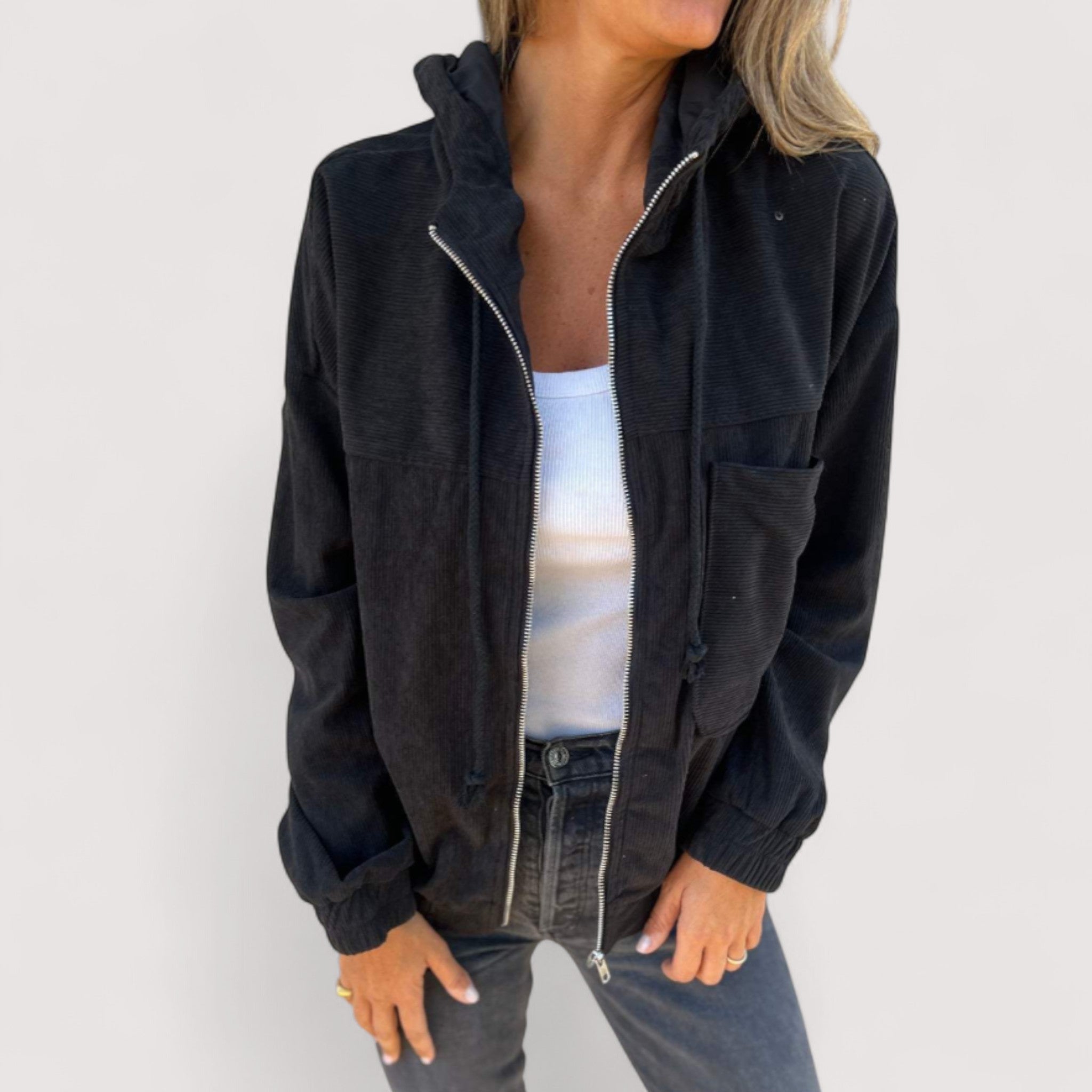 Marta Women's Corduroy Hooded Jacket – Casual, Warm & Comfortable