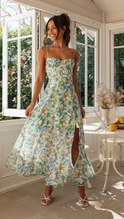 Backless Dress with Floral Print