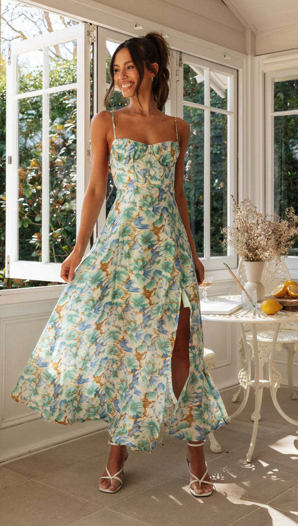Backless Dress with Floral Print