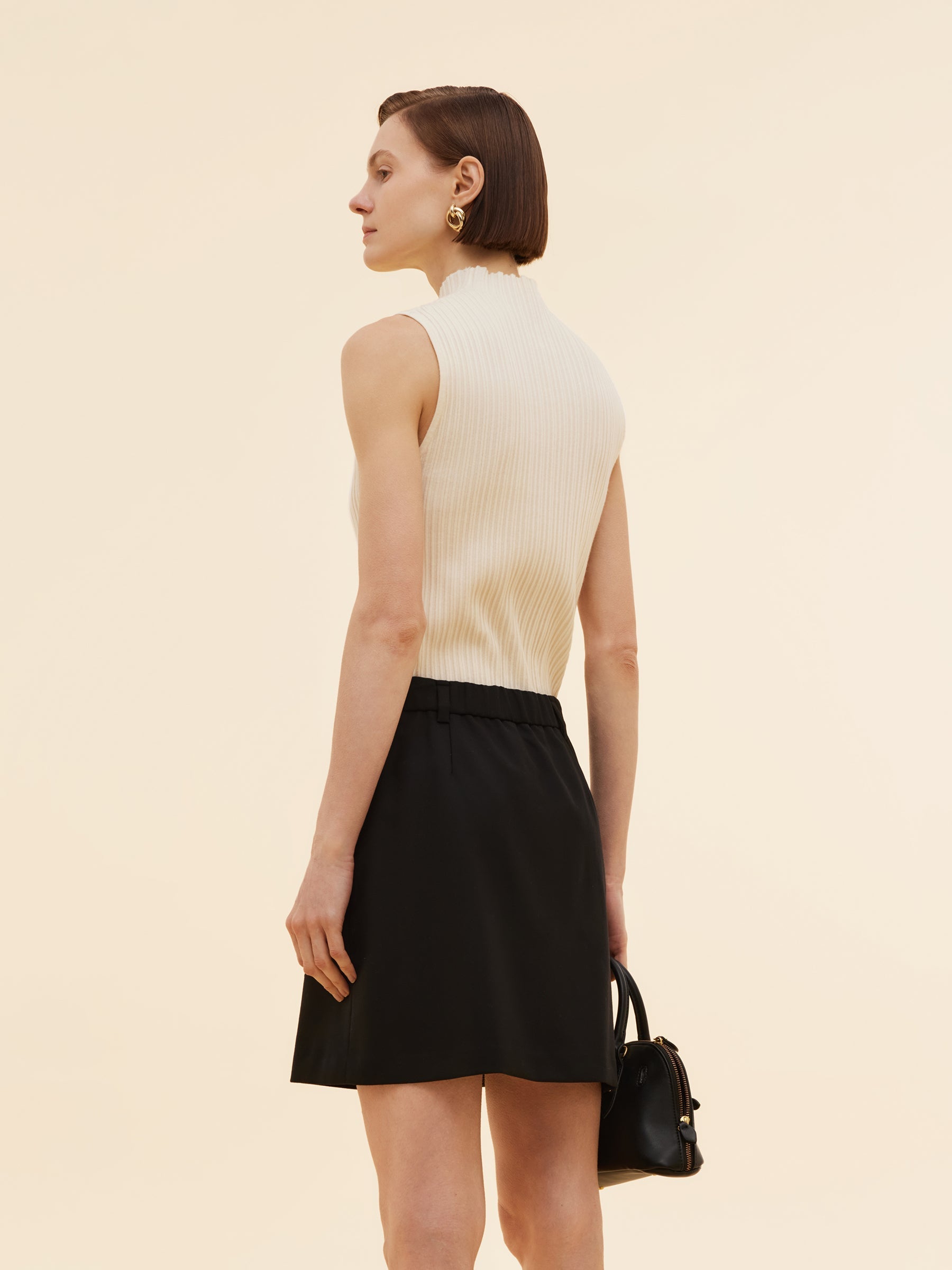 Women's Knit Top with Mock Neck in Tencel Blend