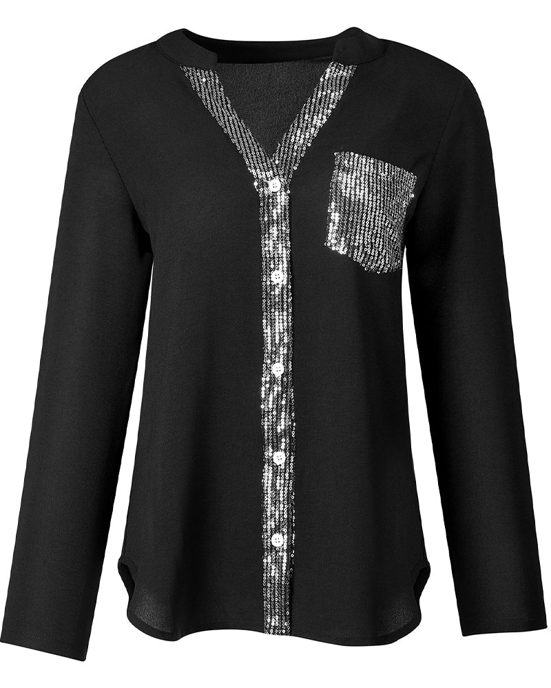 Anne | Casual Top with Sequin Details