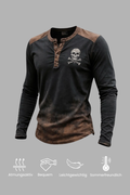 Casual Henley Long Sleeve T-Shirt with Pattern