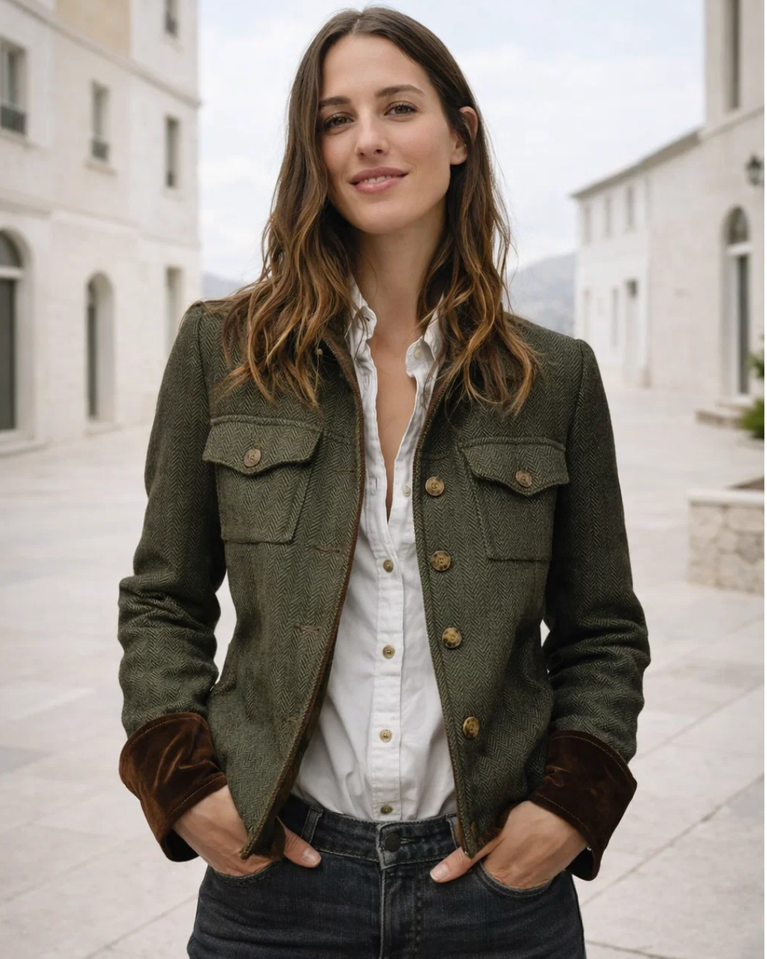 Corrie | Tweed Jacket with Velvet Details