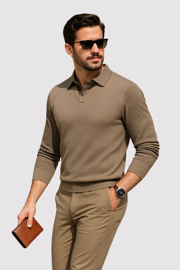 River | Striped Lapel Fake Two-Piece Shirt