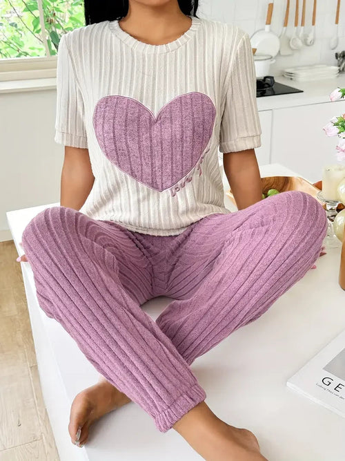 Amore Pajama Set in Ribbed Velour