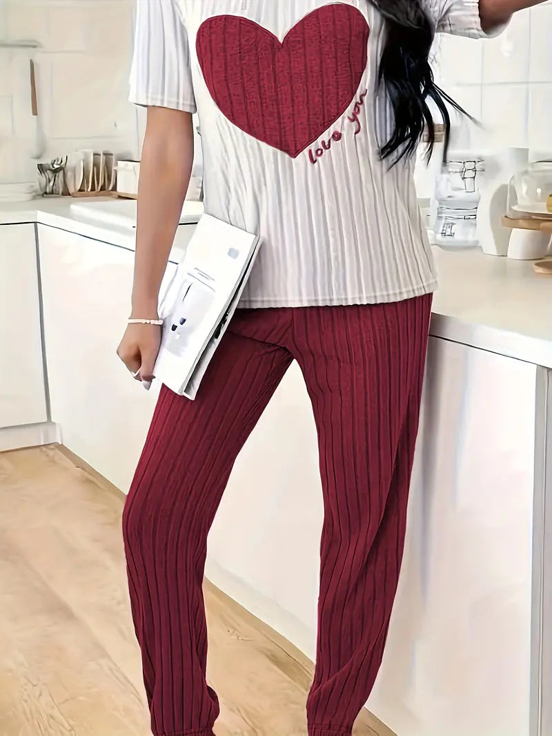 Amore Pajama Set in Ribbed Velour