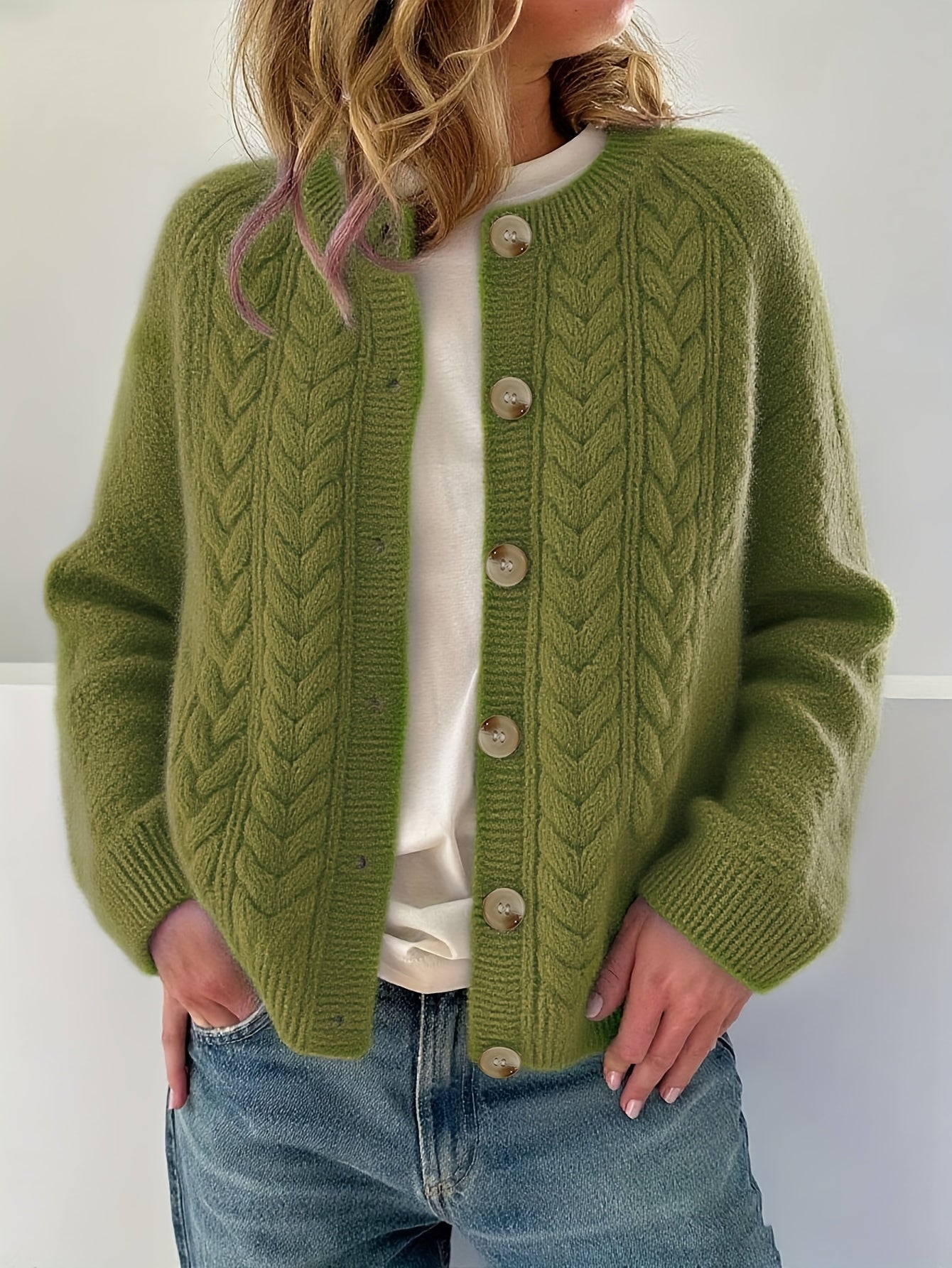 Dwina™ Cardigan with Buttons and Cable Knit Pattern