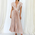 Lisi Maxi Dress with V-Neck and Pleats