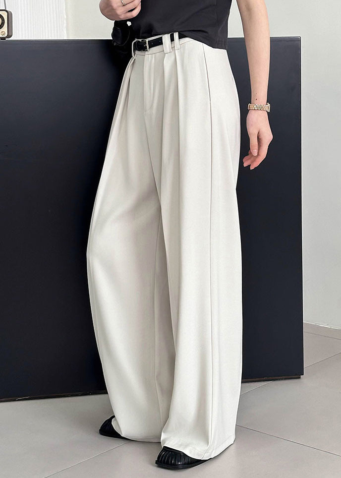 2025 New Beige High-Waisted Pants with Pockets for Summer