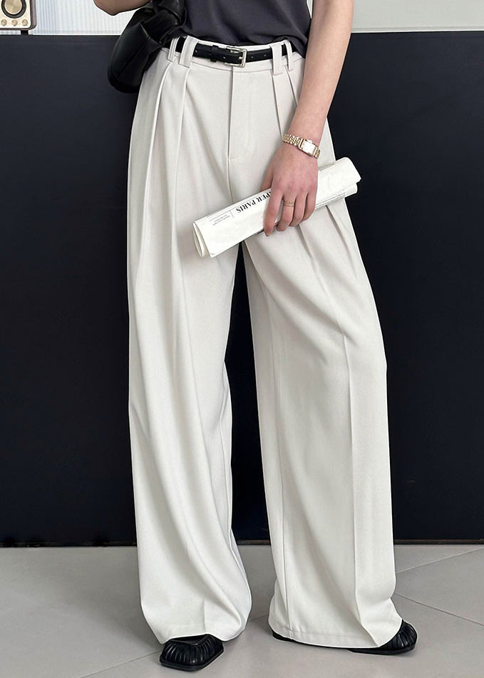 2025 New Beige High-Waisted Pants with Pockets for Summer