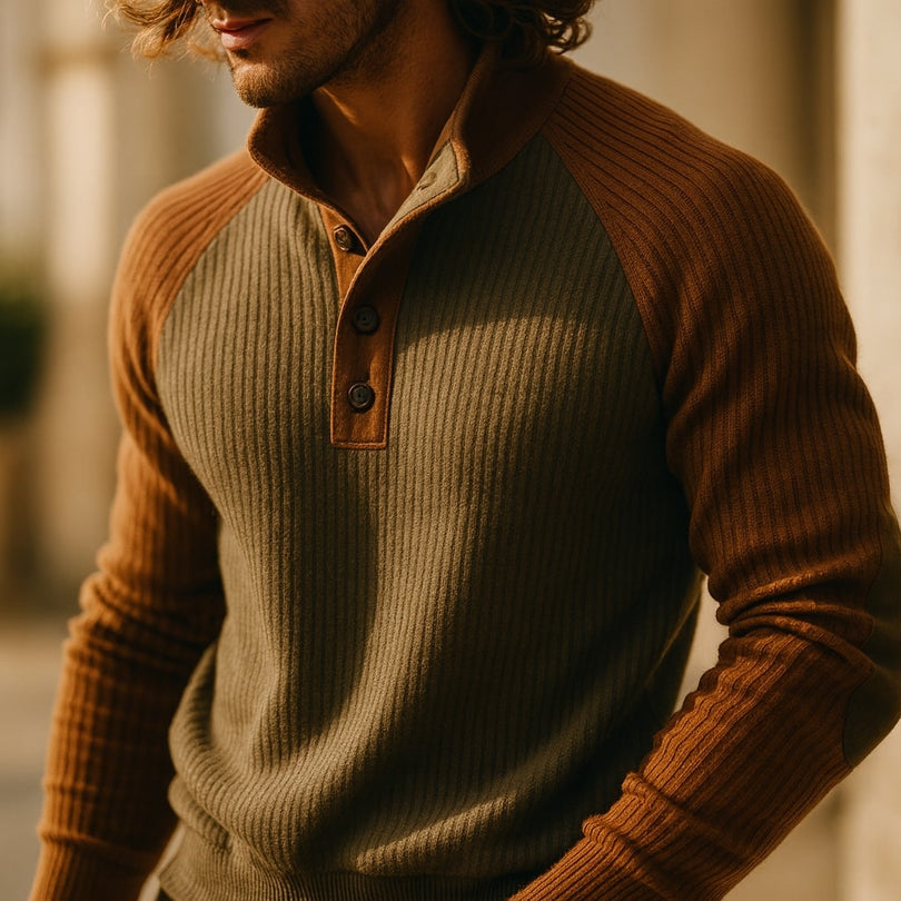 Raziel | Casual Long Sleeve Knit Shirt with Stand-Up Collar