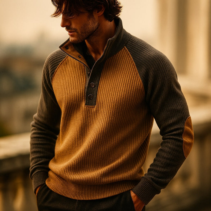Raziel | Casual Long Sleeve Knit Shirt with Stand-Up Collar