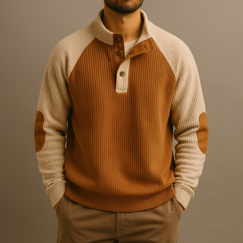 Raziel | Casual Long Sleeve Knit Shirt with Stand-Up Collar