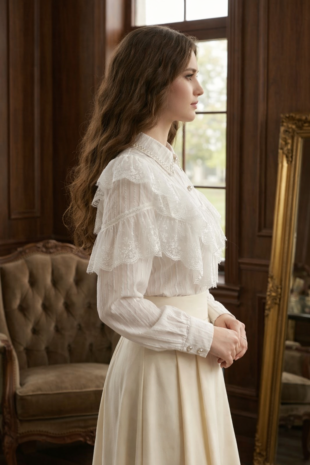 Vina | Vintage Blouse with Pearls & Rhinestone Details