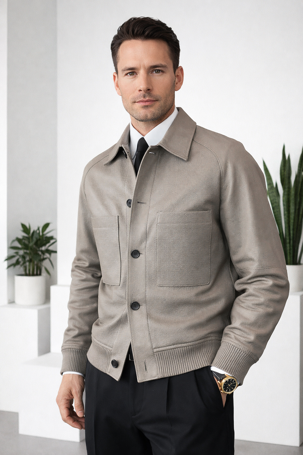 Custom Tailored | Men's Faux Leather Jacket