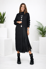 Valérie | Satin Maxi Dress & Fine Knit Sweater Set