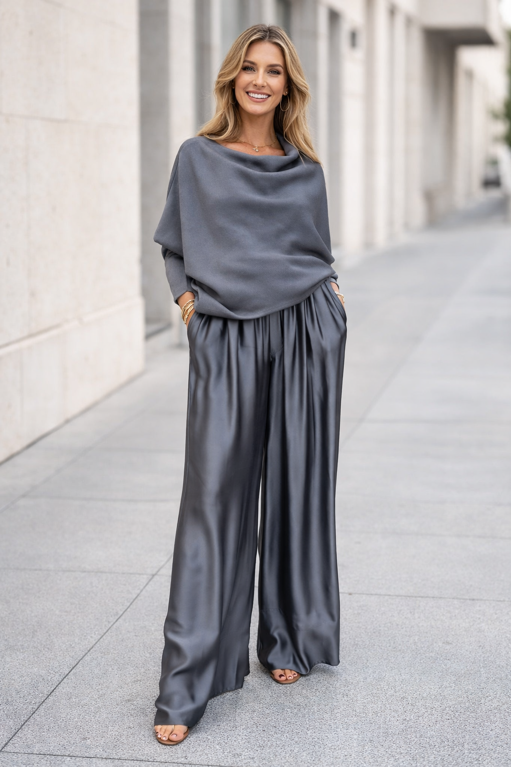 Nysa | Satin Pants and Blouse Set