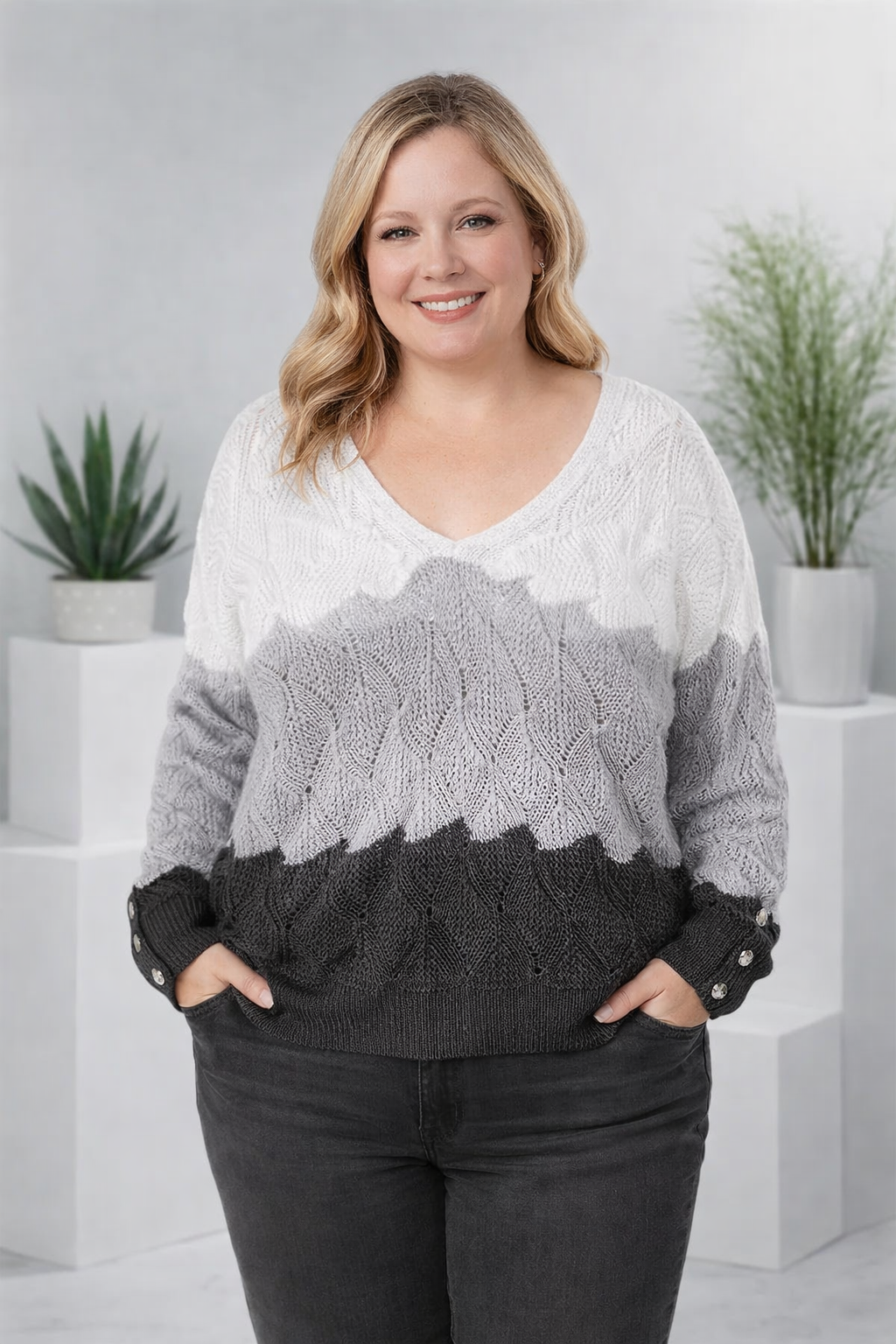 Renilda | Elegant Knit Sweater with V-Neck