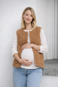 Alma | Sleeveless Brown Wool Maternity Jacket