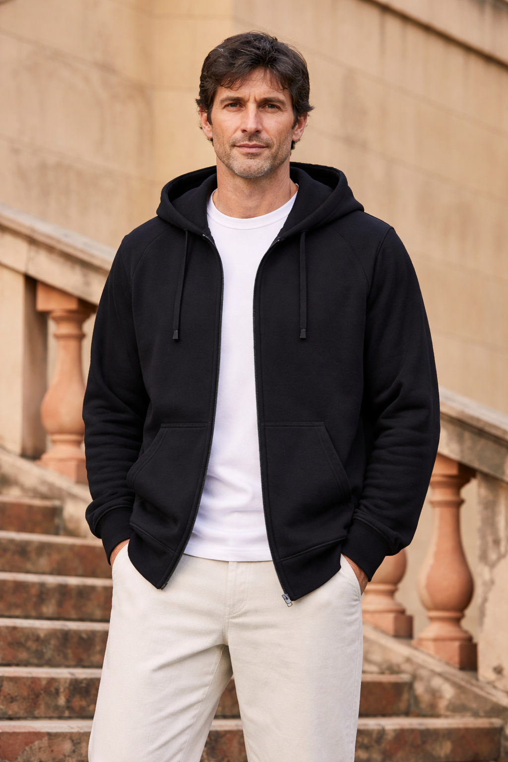 Orleane | Neutral - Men's Hooded Sweat Jacket