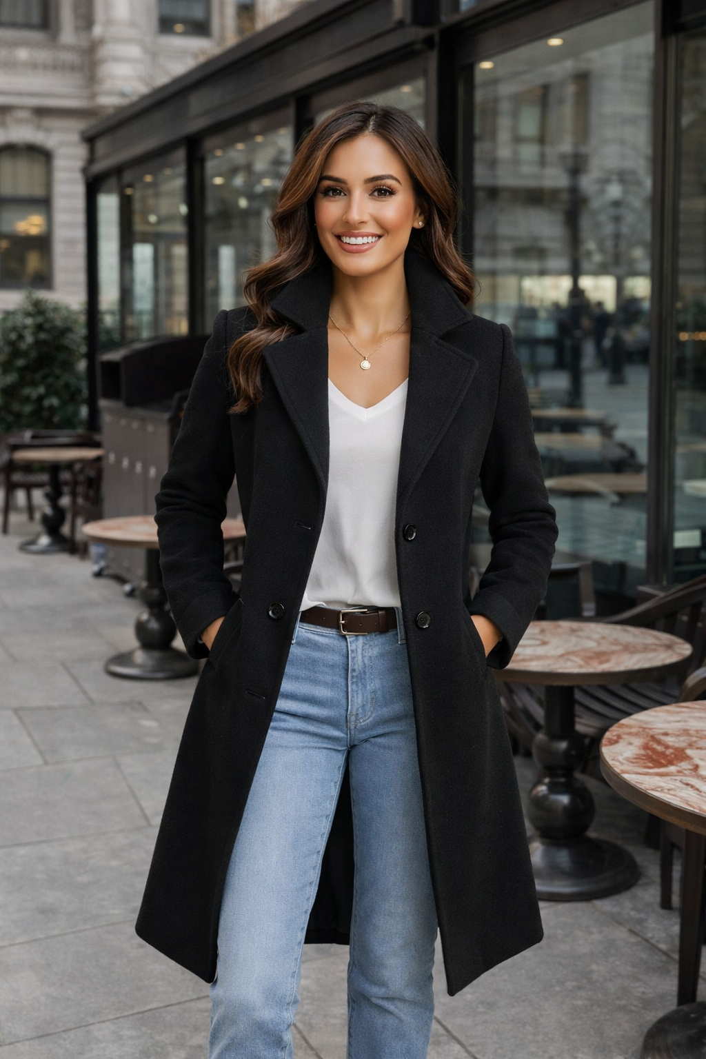 Barbara | Classic Wool Coat with Double Breasted Button Placket