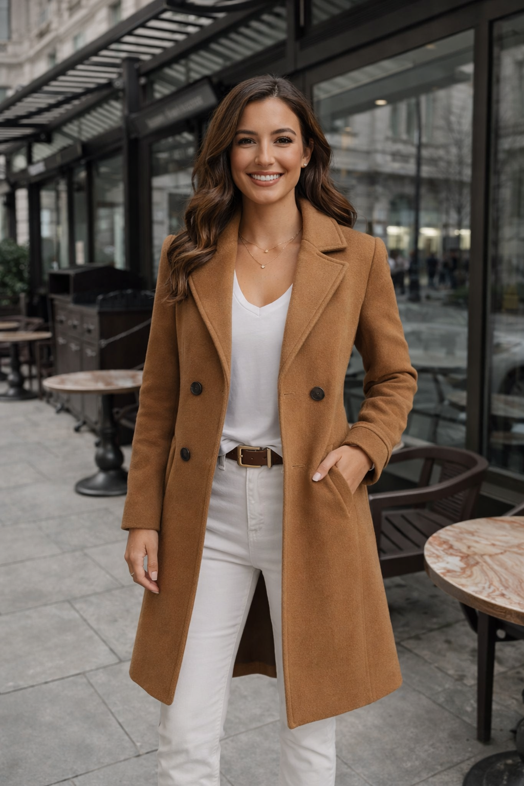 Barbara | Classic Wool Coat with Double Breasted Button Placket
