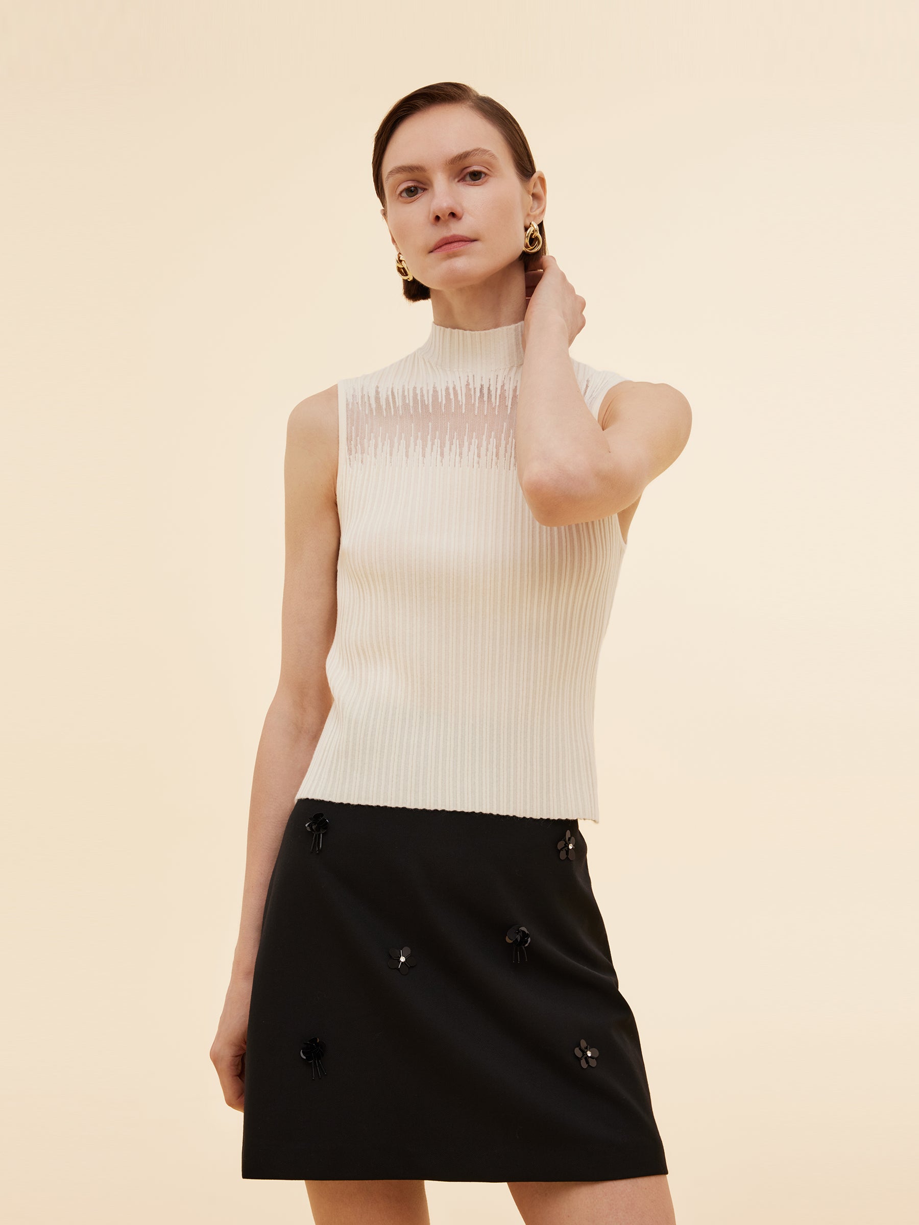 Women's Knit Top with Mock Neck in Tencel Blend